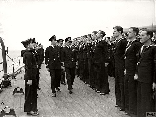 King George VI visiting the Home Fleet based at Scapa Flow, March 1943