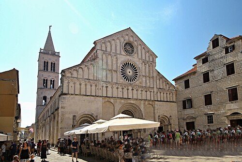 Front facade on the Cathedral of St. Anastasia in Zadar