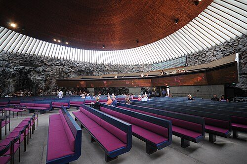 The Temppeliaukio church is one of the most popular tourist attractions in the city; half a million people visit it annually.