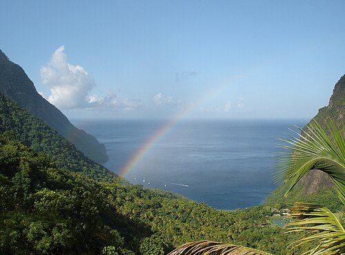 The valley between the two twin peaks, Petit Piton and Gros Piton, is a UNESCO World Heritage Site.