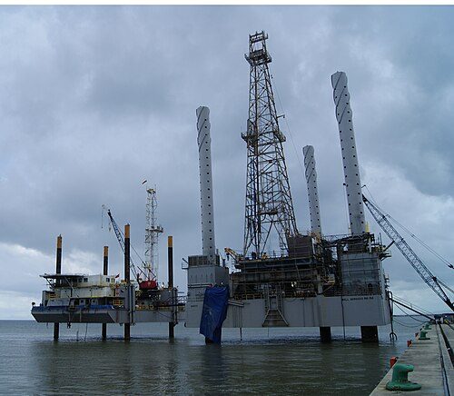 Drilling rigs off the coast of Trinidad.