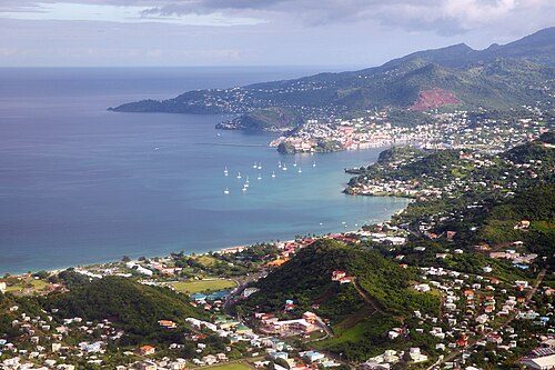An aerial photo of the capital St. George's