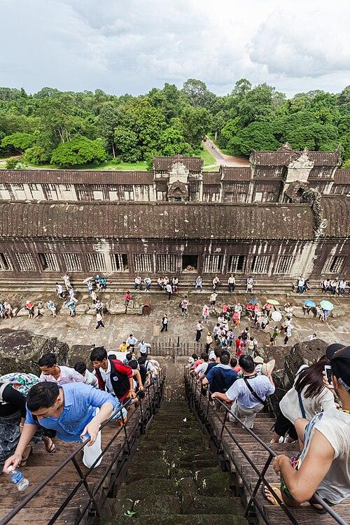 Tourists at Angkor Wat.