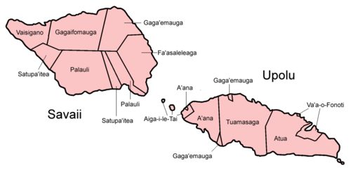 Districts of Samoa map