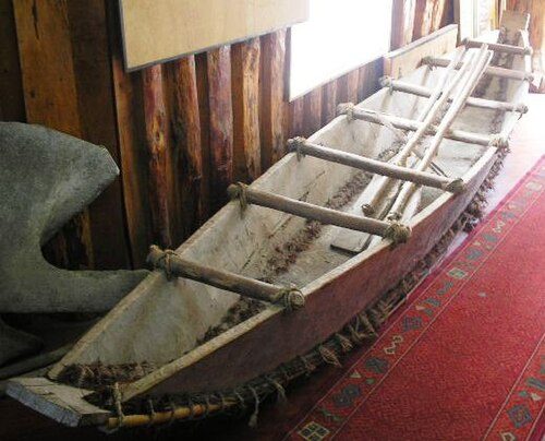 Reconstruction of a dalca in the museum of Dalcahue.
