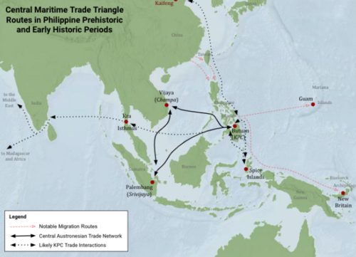 The trade network that the Kalaga Putuan Crescent had controlled across Southeast Asia, and which the Rajahnate of Butuan and Surigao-Siargao was an early capital of, before the center of the network was moved to the Rajahnate of Cebu[3]: 72  The peo