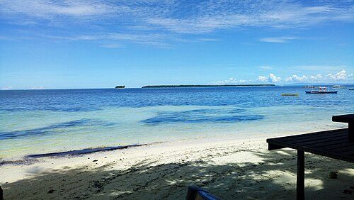 Guyam Island (left) and Daku Island (right) visible from the beach at General Luna