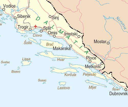 The island of Hvar lies in the Southern Adriatic Sea, off the Dalmatian coast, southern Croatia