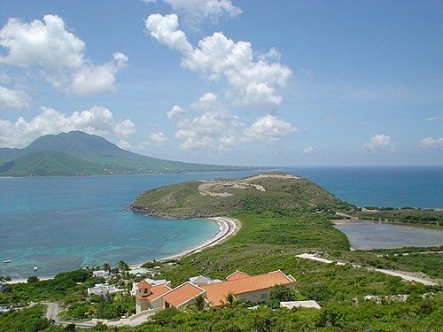 A view of Nevis from the southeastern peninsula of Saint Kitts in 2005
