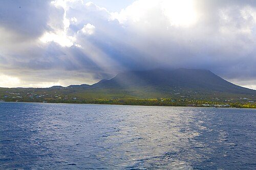 Part of the west coast of Nevis, including the location of Nelson's Spring