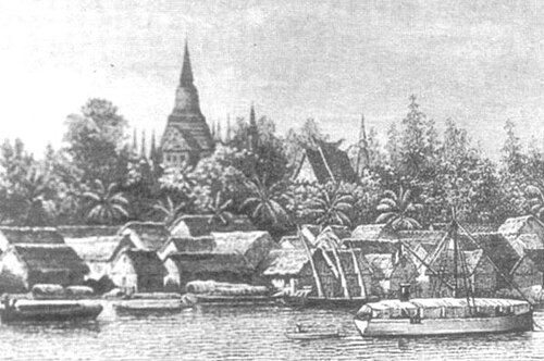 Phnom Penh from east drawn in 1887.