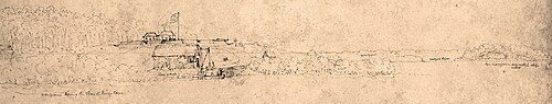 Sketch of Fort Dundas by John Septimus Roe in 1824