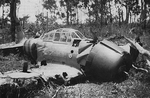 The crashed Mitsubishi A6M Zero aircraft of Hajime Toyoshima on Melville Island