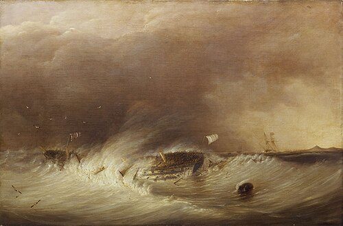 HMS Hero wrecked at Haak Sands near Texel 25 December 1811