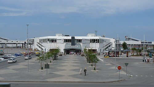 The ferry terminal in the harbour