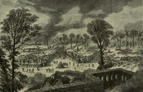 Burning of Kumasi in 1874 depicted by Henry Morton Stanley